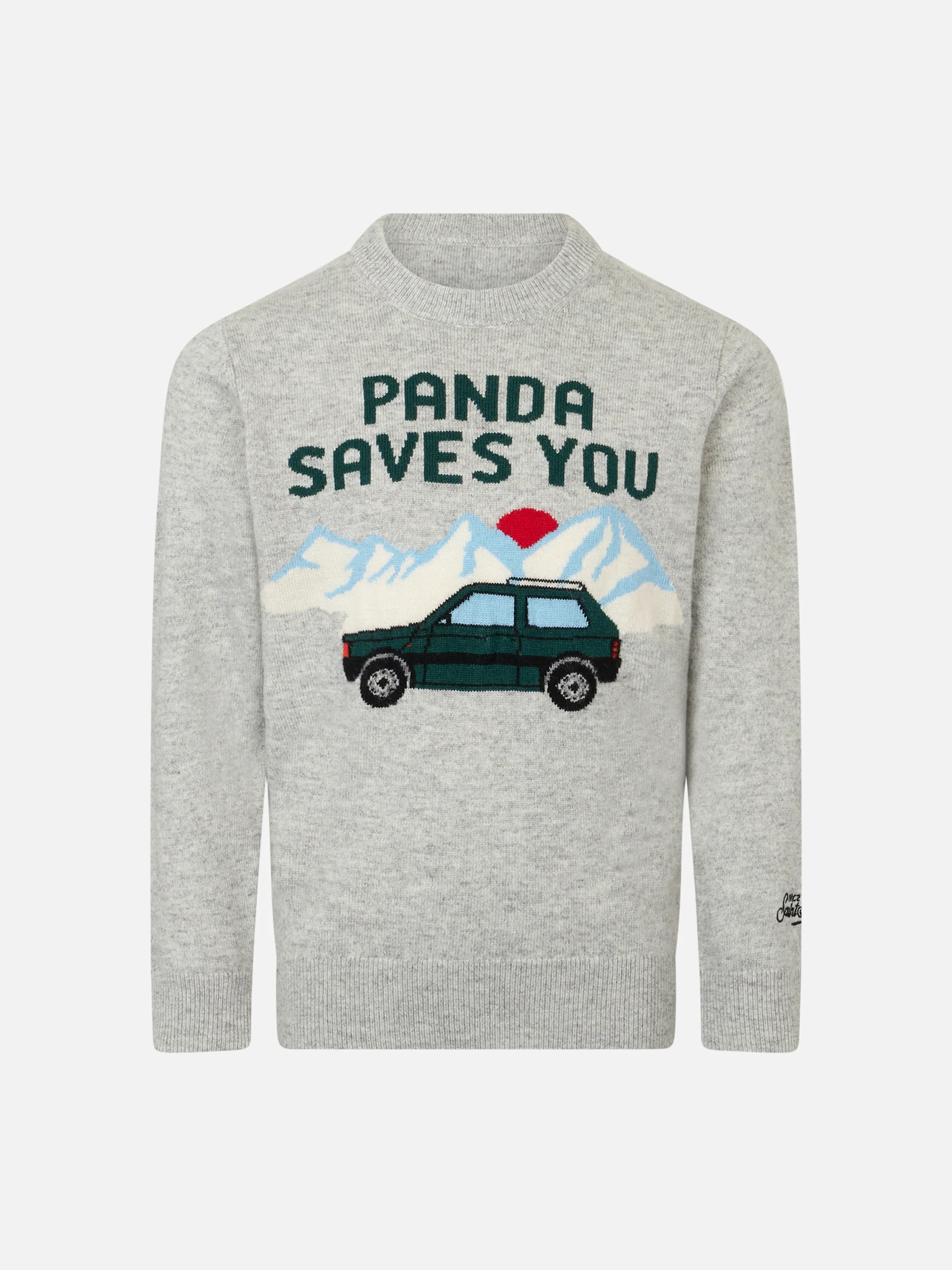 Maglione girocollo da bambino con stampa jacquard Panda saves you