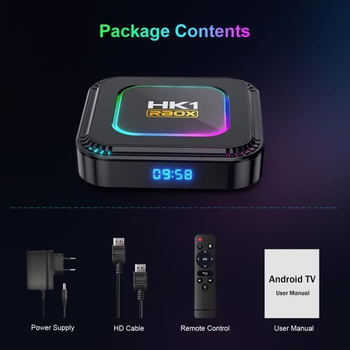 Boitier iptv,Android 13 TV Box Quadcore 4Go+64Go,Support 8K Ultimate HD Smart TV Box, boitier multimédia WiFi 6 BT5.0 100M