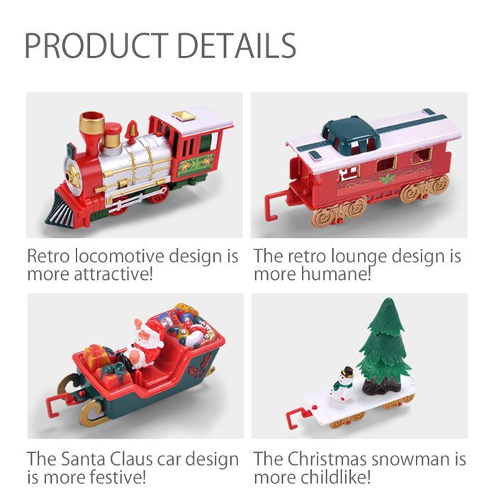 Trem Elétrico de Natal SURENHAP para Crianças - Brinquedo Clássico com Compartimentos e Trilhos