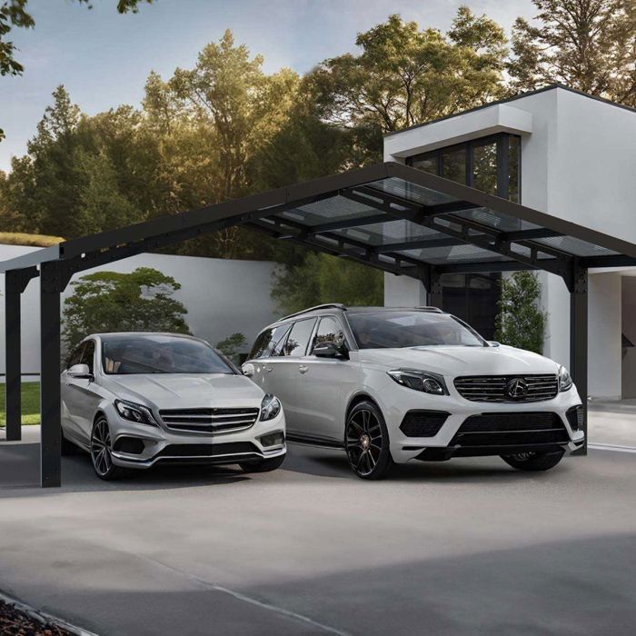 Doppio carport in alluminio e policarbonato a Sydney