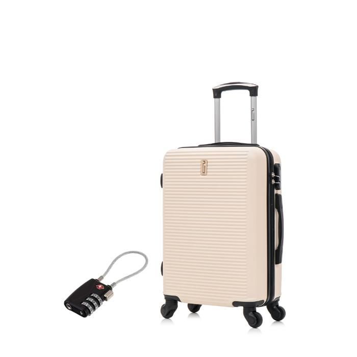 Valigia da cabina 55x35x25cm | Valigia da weekend CELIMS | ABS | Lucchetto | 4 ruote a 360° | Beige