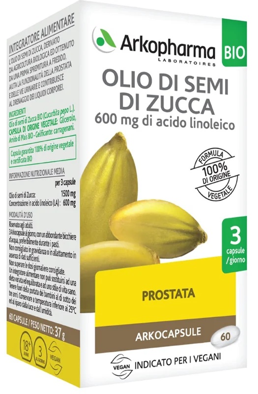 ARKOPHARMA Arkopharma Biologische Pompoenpittenolie 60 capsules Prostaatgezondheid
