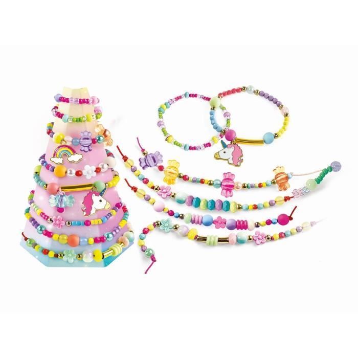 Clementoni - Crazy Chic - Kit Creativo Unicornio - Crea tus propias pulseras de cuentas coloridas con dijes y pompones - Para mayores de 7 años