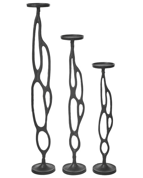 Zestaw 3 świeczników BUNI Metal 54/68/84 cm Czarny