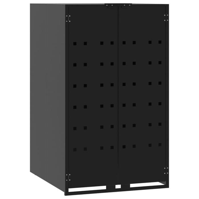 Cache Poubelle/ Rangement à roulettes pour poubelles - VIDAXL - pour bac unique noir acier CC7388884