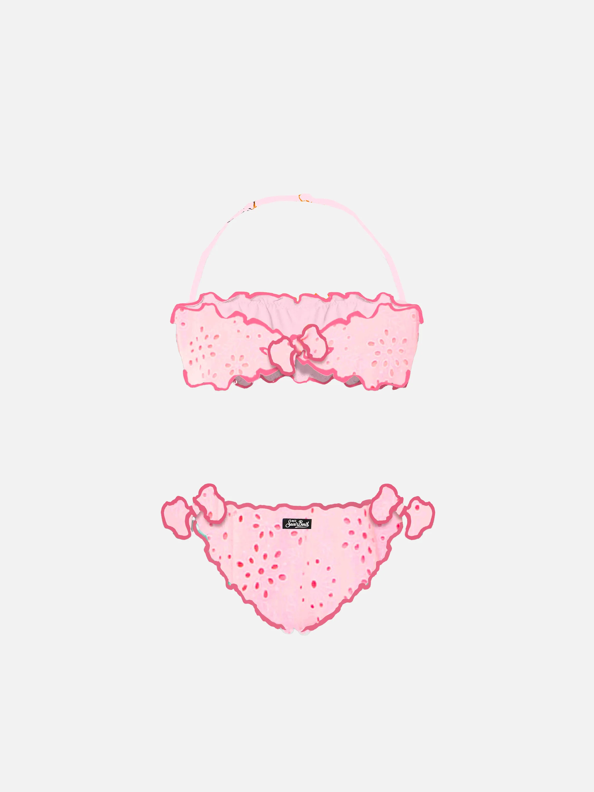 Rosa Sangallo bandeau-bikini för tjejer