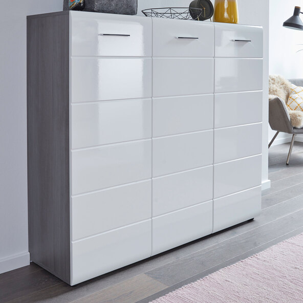 Schoenenkast, 3 deuren, wit