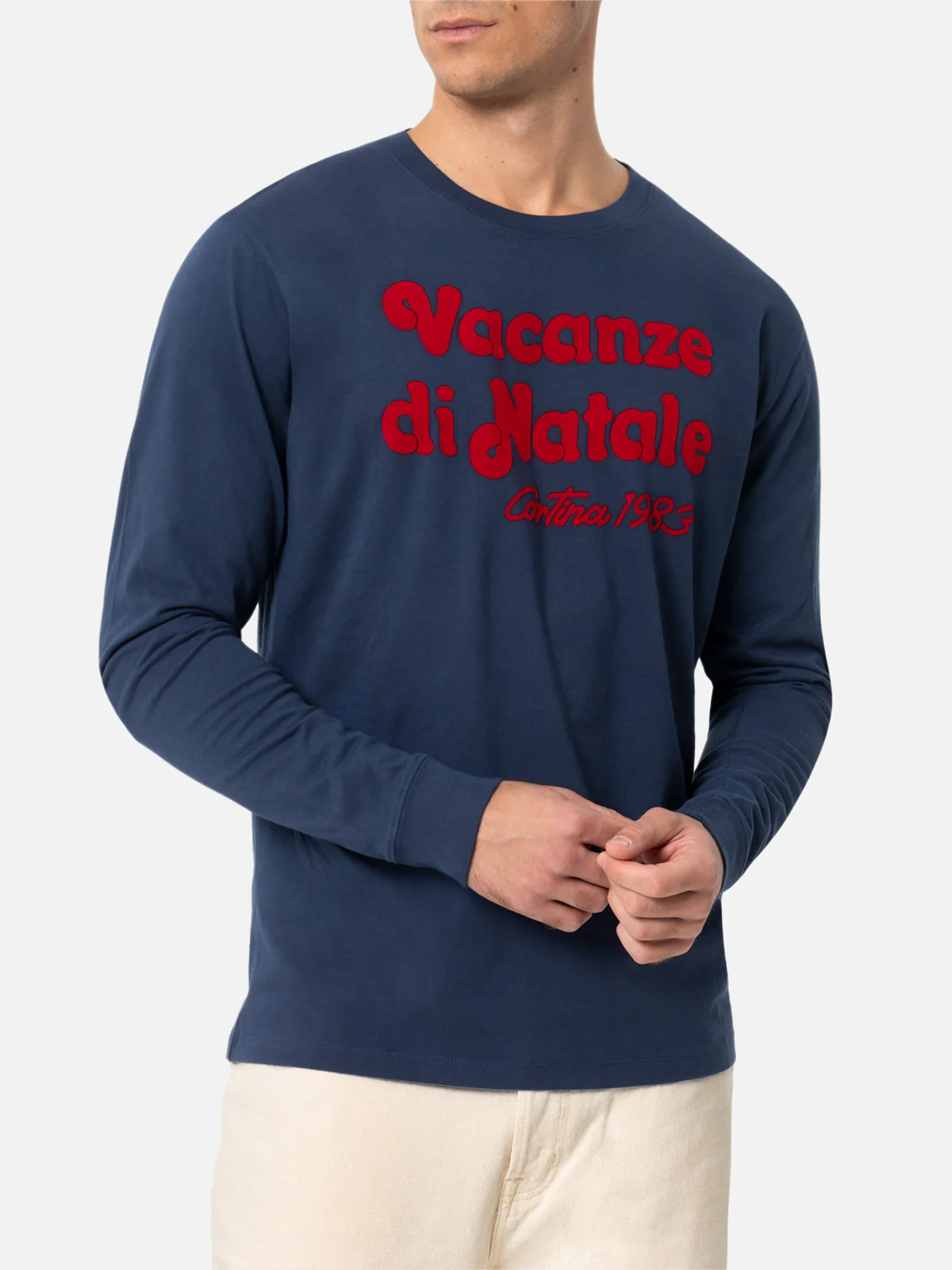 Luton heren T-shirt in blauw met logo van een kerstfilm |