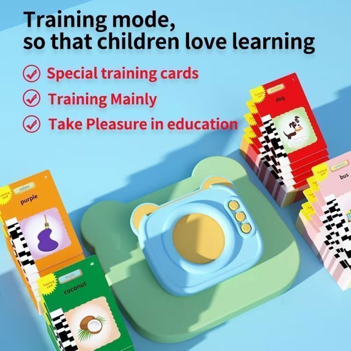 Tarjetas didácticas interactivas para niños, 112 hojas, 224 palabras - Regalo de juguetes educativos Montessori - Blue-Camera - Para mayores de 3 años