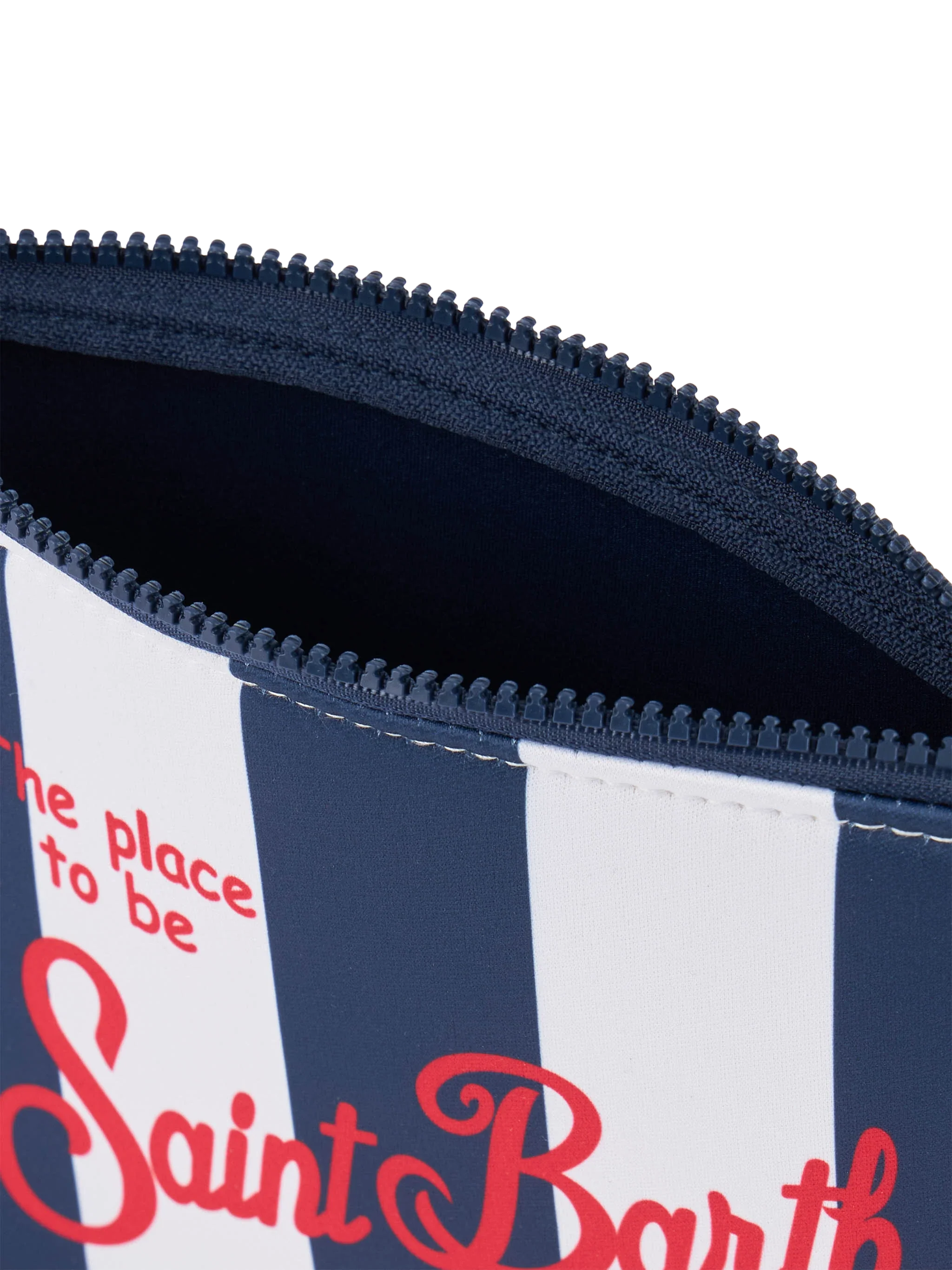 Aline scuba clutch tas met blauwe streepprint
