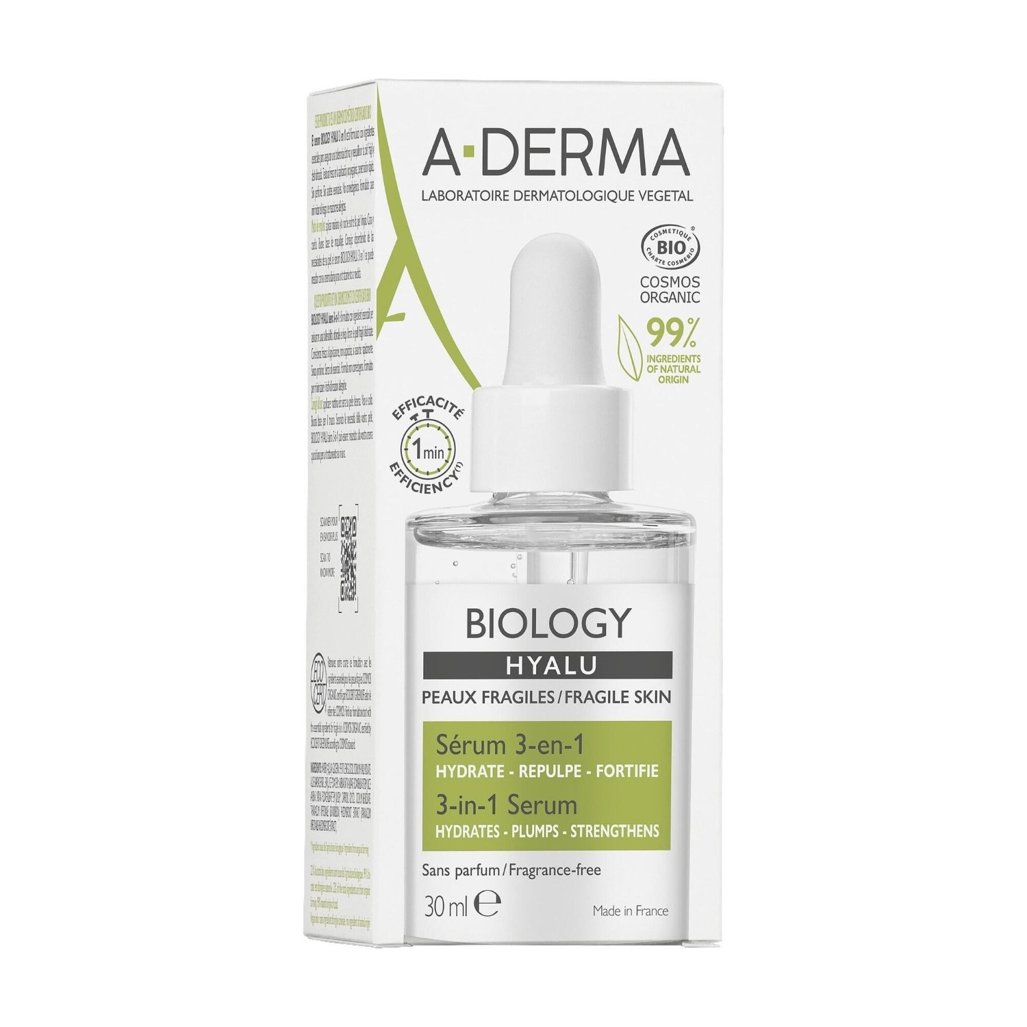 A-DERMA Sérum 3-en-1 à l'acide hyaluronique