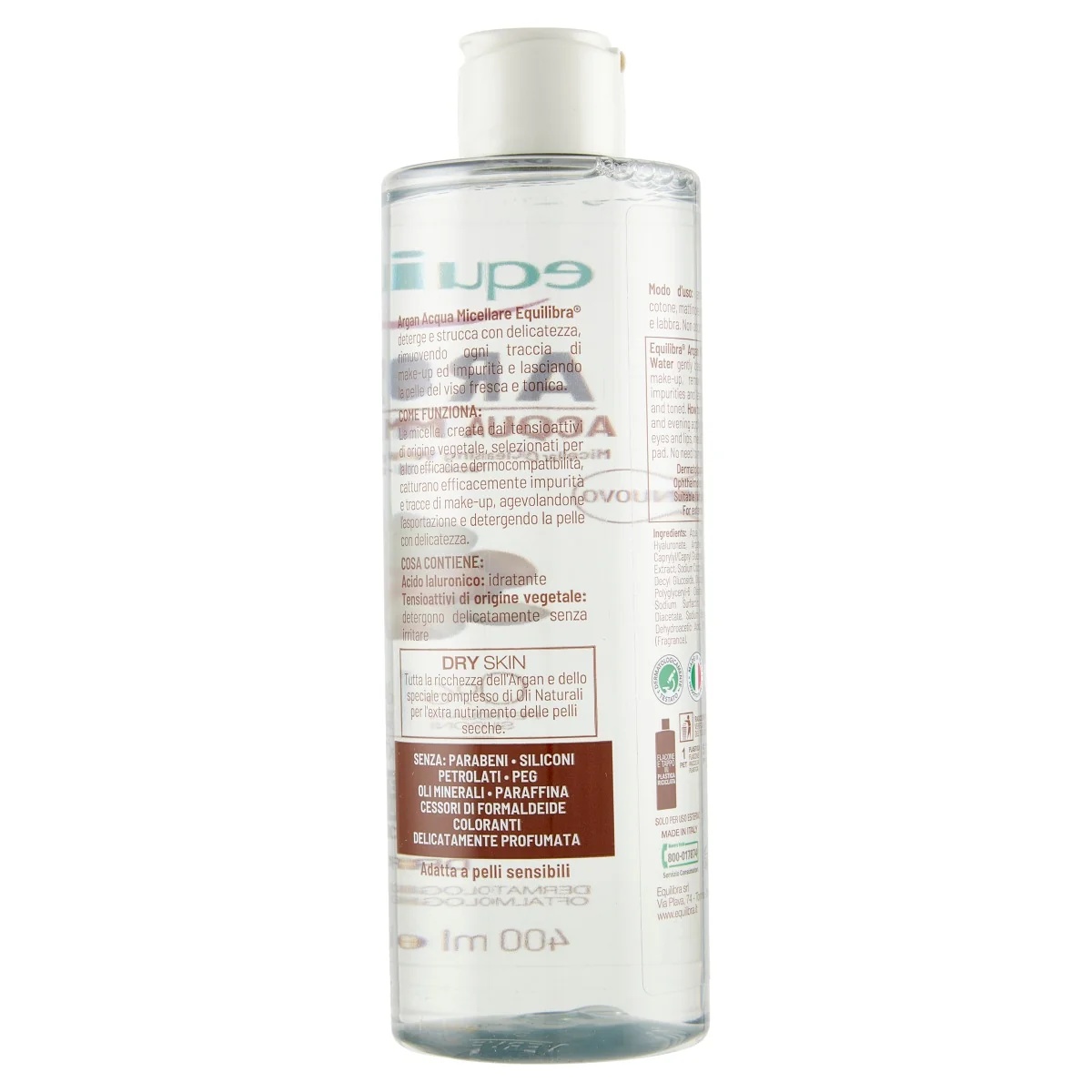 EQUILIBRA Água Micelar de Argan Equilibra 400 ml remove maquiagem