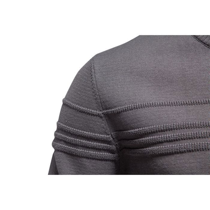 Maglione da uomo slim fit girocollo in cotone elasticizzato - Grigio scuro