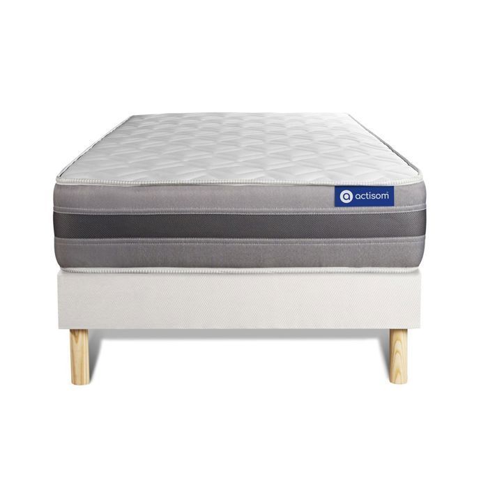 Conjunto de colchão e base de cama 90x200 cm - Base de cama branca (necessita montagem) - Actiflex Relax