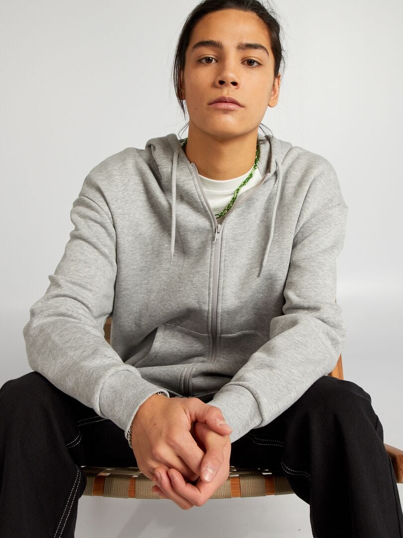 Hoodie met rits - GRIJS