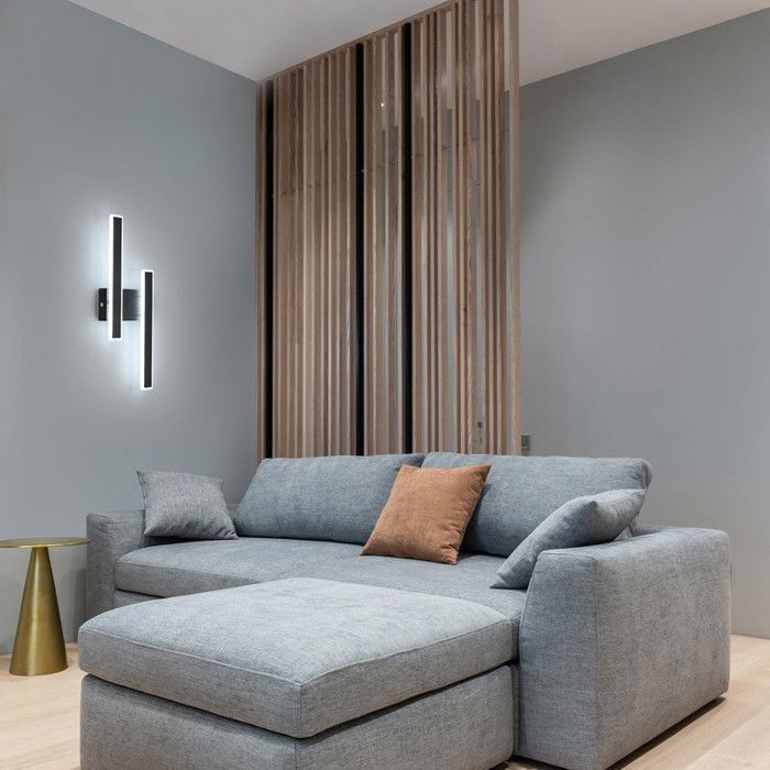 Aplique de pared LED DELIPOP de 32 W, 3600 lúmenes y 6500 K: luminaria moderna de color negro para dormitorio, sala de estar, escalera y pasillo.