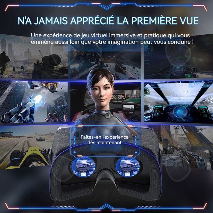 Visore VR 1080p, schermo IMAX gigante, regolazione indipendente, spazio 3D a 360 gradi, tour panoramico, pacchetto realtà virtuale