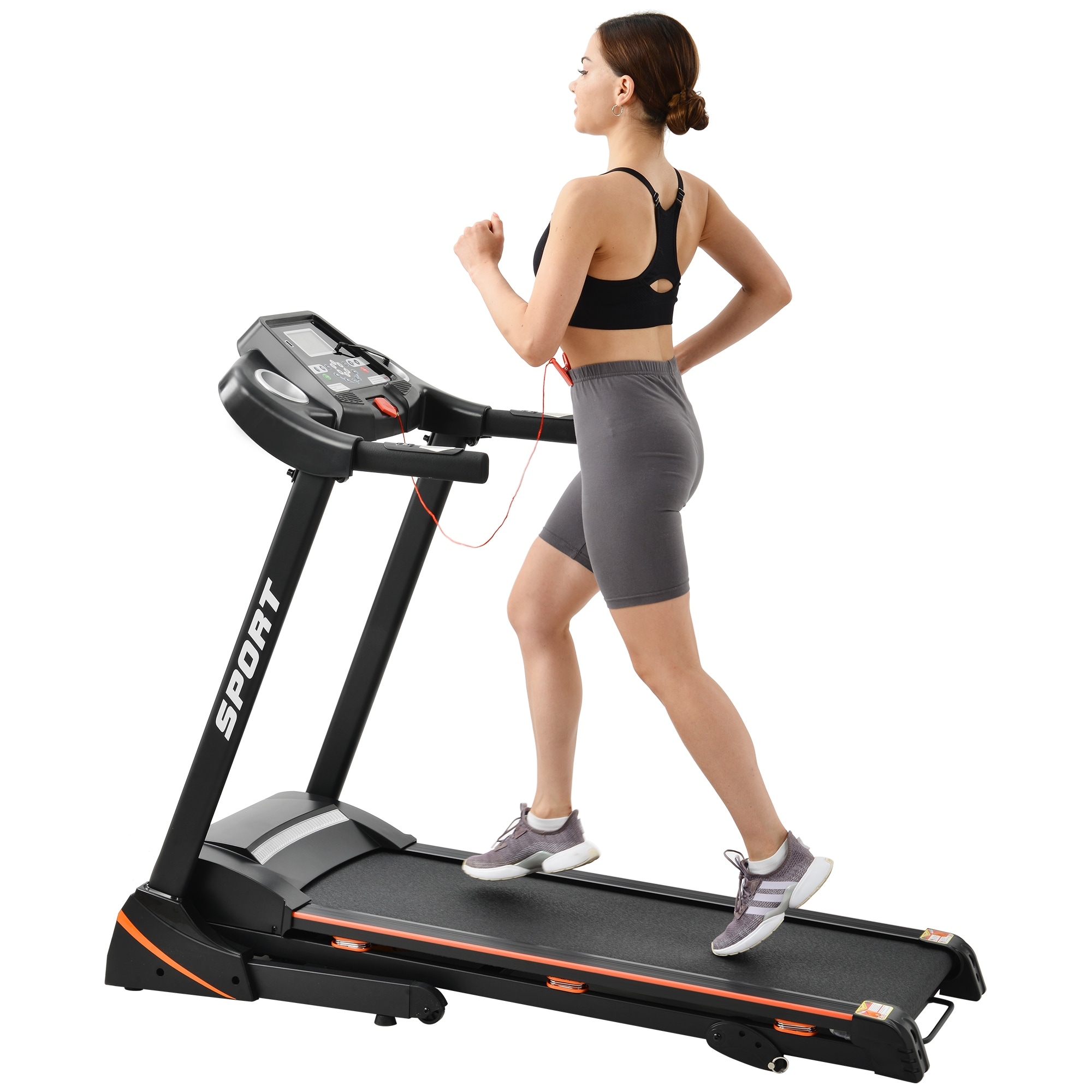Klappbares elektrisches Laufband mit 3,5 PS, Steigungsverstellung, mittlerer Laufleistung, motorisiertem LCD-Display, bis 150 kg belastbar