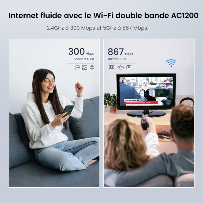 Router WiFi Tenda AC8 AC1200, Router wireless, Dual-Band, 3 porte WAN/LAN Gigabit, Modalità punto di accesso ripetitore, Beamforming, MU-MIMO