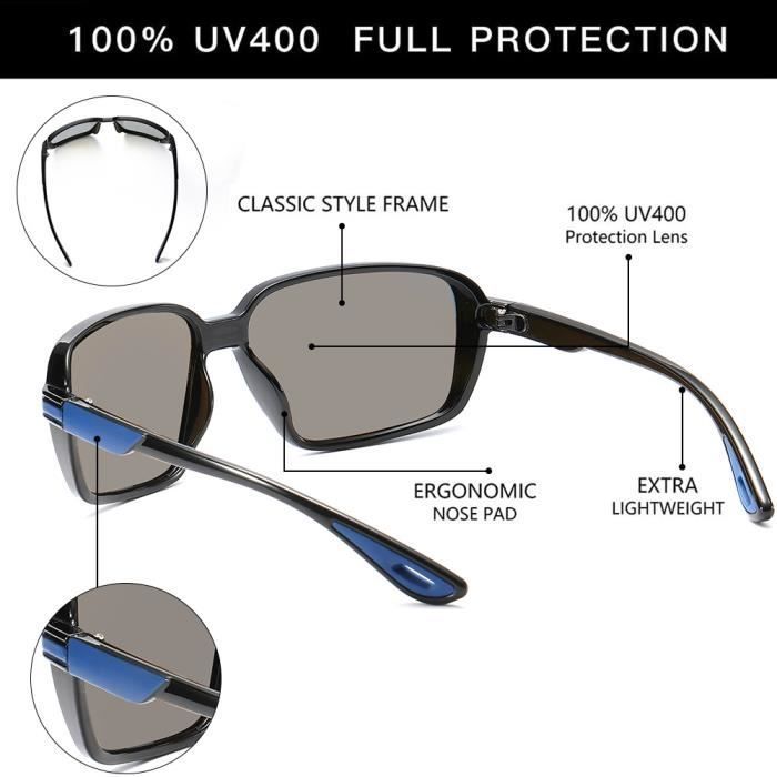 Gafas de sol para hombre - Nuevas gafas de sol cuadradas para deportes al aire libre, equitación, estilo aviador, polarizadas, para pesca - Montura roja