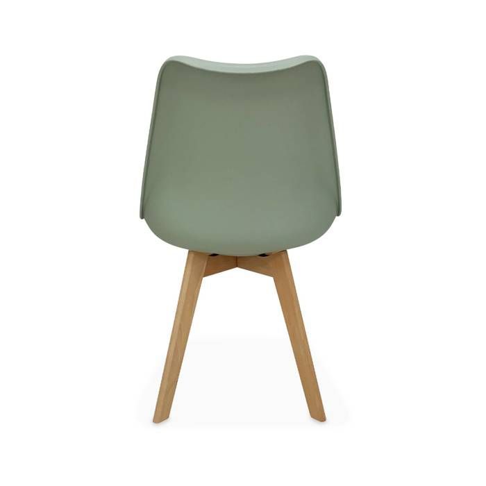 Juego de 6 sillas escandinavas. Patas de madera de haya. Sillas individuales. Color verde celadón.