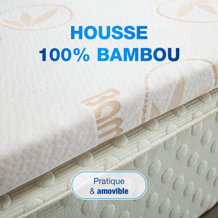CATAVANA - Cubrecolchón de espuma viscoelástica de 4,5 cm + funda de bambú - 90x190 cm - Ergonómico, 13 zonas, ideal para colchones individuales