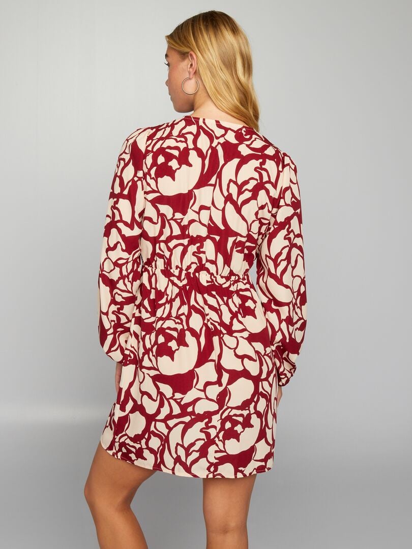 Midi-jurk met bloemenprint - ROOD
