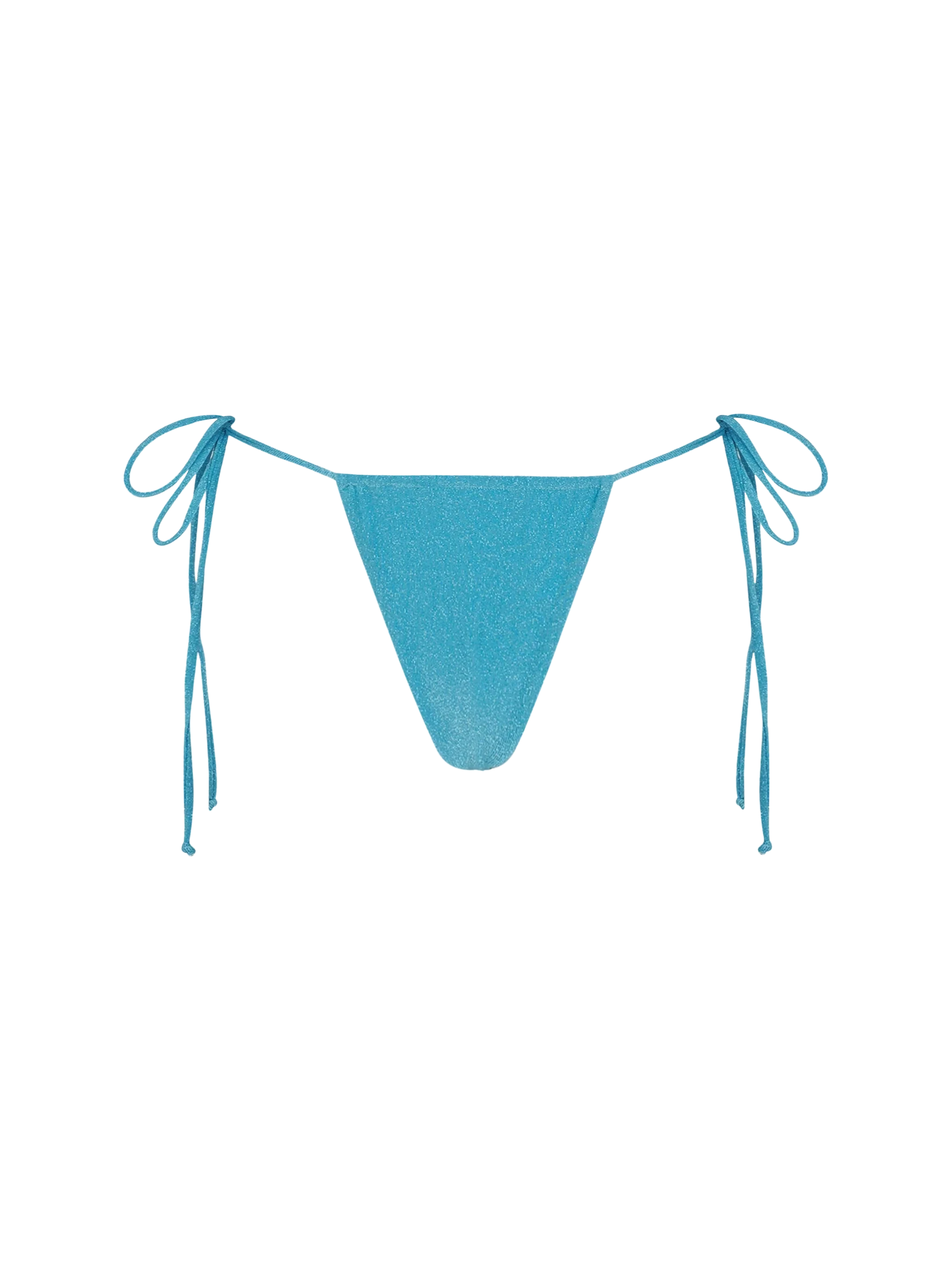 Braguita de bikini tipo tanga de lúrex azul claro para mujer