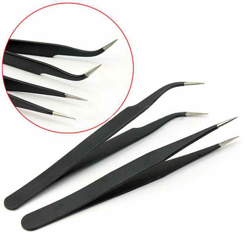 Pinzas para extensiones de pestañas, maquillaje, acero inoxidable, pinzas no magnéticas para pestañas postizas, pinzas 3D de precisión.