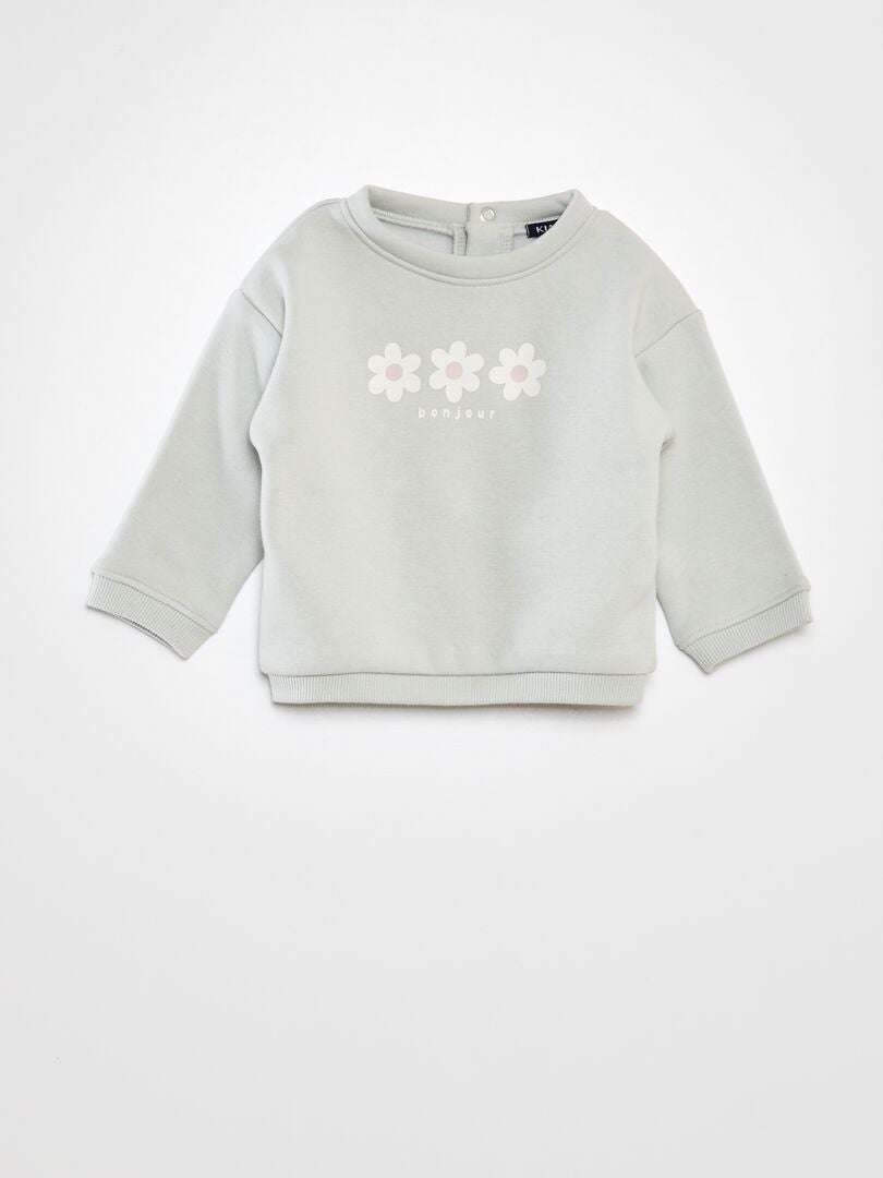 Bedrukte fleece sweater - GROEN