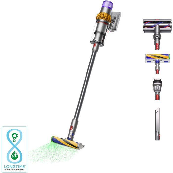 DYSON V15 Detect Absolute - Draadloze stofzuiger - 240 AW vermogen - Tot 60 minuten gebruiksduur - Borstel met geïntegreerde verlichting