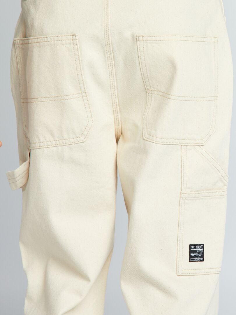 Calça jeans de perna larga - BEGE