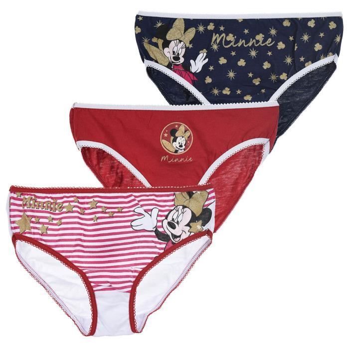 Conjunto de 3 braguitas de Minnie Mouse de Disney para niñas - Cintura y aberturas de las piernas elásticas - 100 % algodón OEKO-TEX®