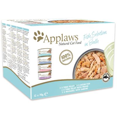 Cibo in scatola per gatti adulti Applaws, confezione mista, al gusto brodo, 48 x 70 g