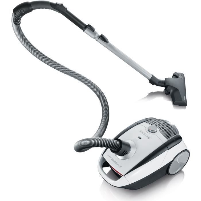 Aspiradora con bolsa SEVERIN BC7035, capacidad de bolsa higiénica de microfibra de 2 litros, cepillo de sonido suave + cepillo XL para parquet.