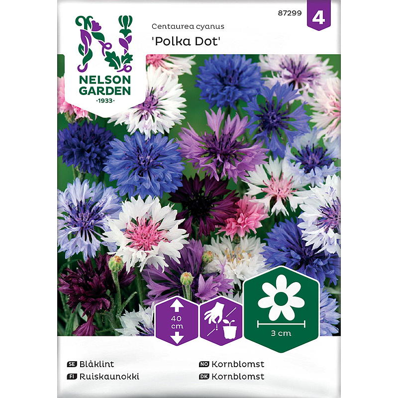 Graines de jardin Nelson Bleuet à pois, variété basse, mélange