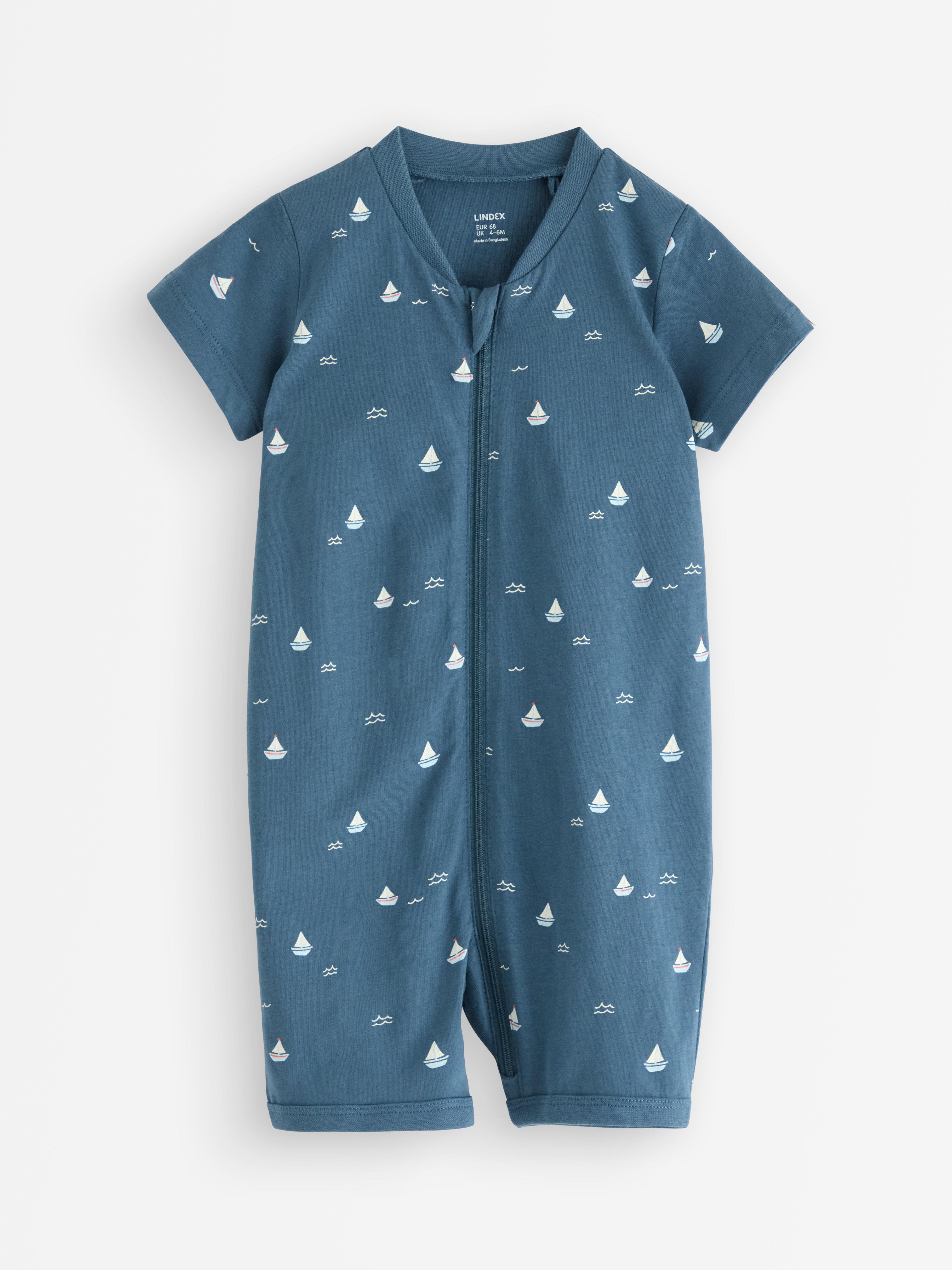Pijama macacão azul acinzentado