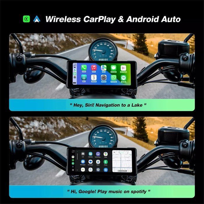 Pantalla portátil Bluetooth para motocicleta de 6,86 pulgadas con navegación GPS, resistente al agua IP68, inalámbrica, compatible con CarPlay, Android Auto y reproductor MP5.