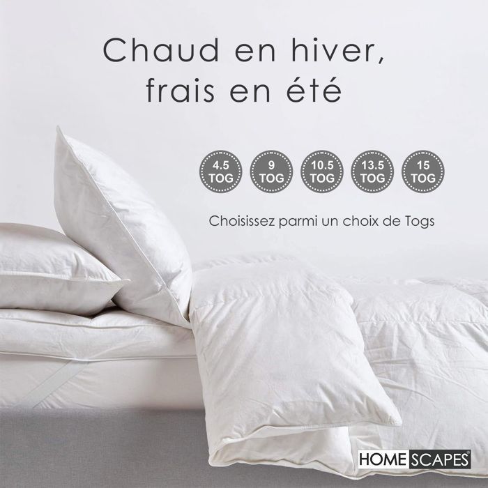 Edredón cálido de invierno - HOMESCAPES - 240 x 220 cm - Plumón y plumas de pato - 13,5 Tog