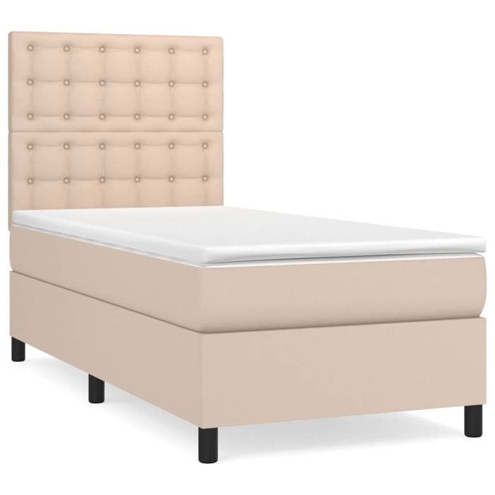 Struttura letto con materasso - Maison Exclusive - 80x200 cm - Ecopelle color cappuccino - Massimo relax