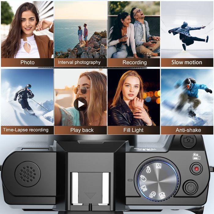 NBD Appareil Photo Numérique 5K pour la Photographie et Le Vlogging, 48 MP/60 FPS avec WiFi et Contrôle par Application