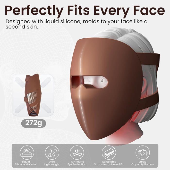 Masques Faciaux Led En Silicone Pour La Luminothérapie - 320 Led - 4 Couleurs - Masque De Luminothérapie Pour Anti-Âge, Rajeunisse