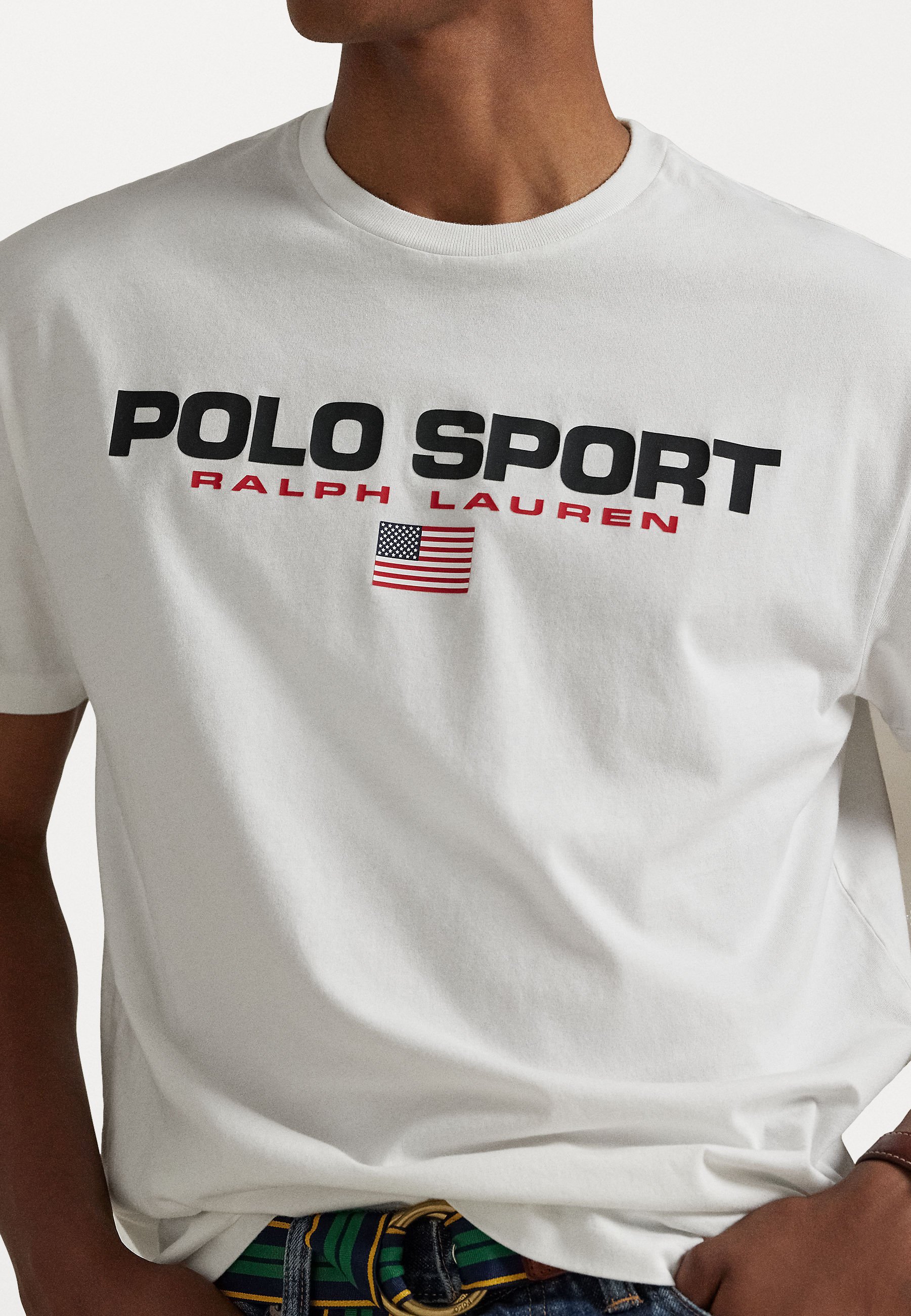T-shirt Polo Ralph Lauren CLASSIC FIT POLO SPORT JERSEY - T-shirt stampata - bianco/nero