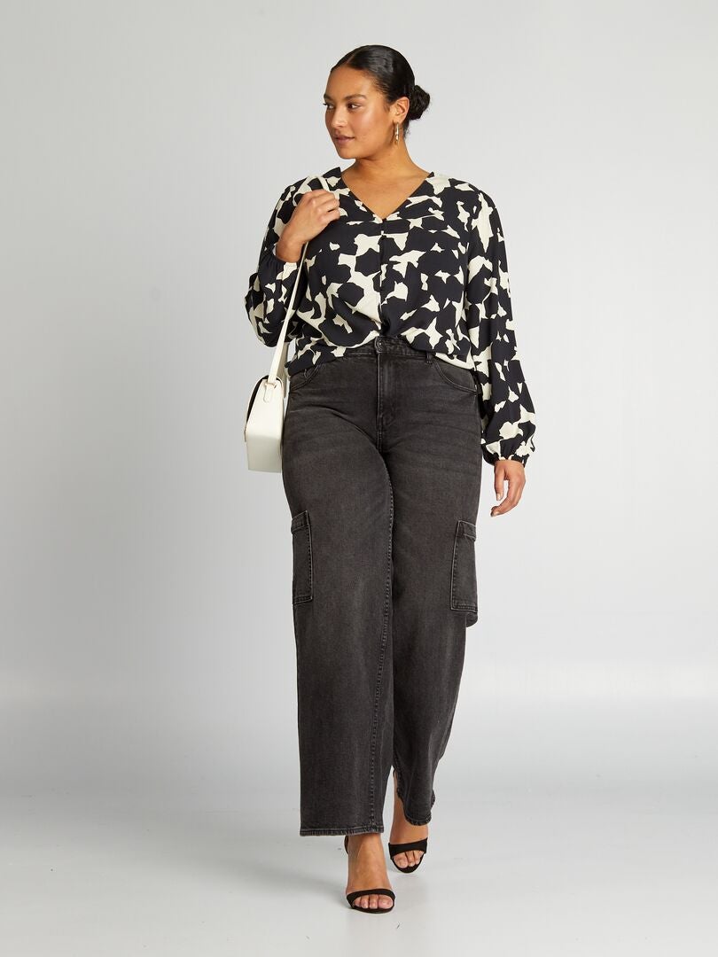 Blouse met patroon - ZWART