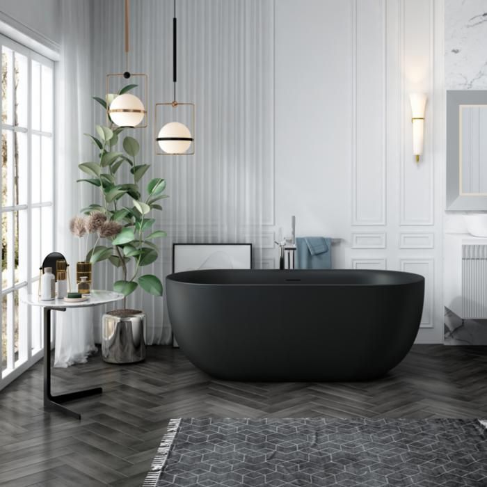 LISBON oval freestanding bathtub, matte black, 170 cm