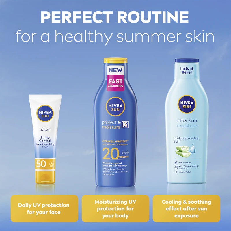 NIVEA SUN Protect & Moisture apsauginis losjonas nuo saulės su SPF 20