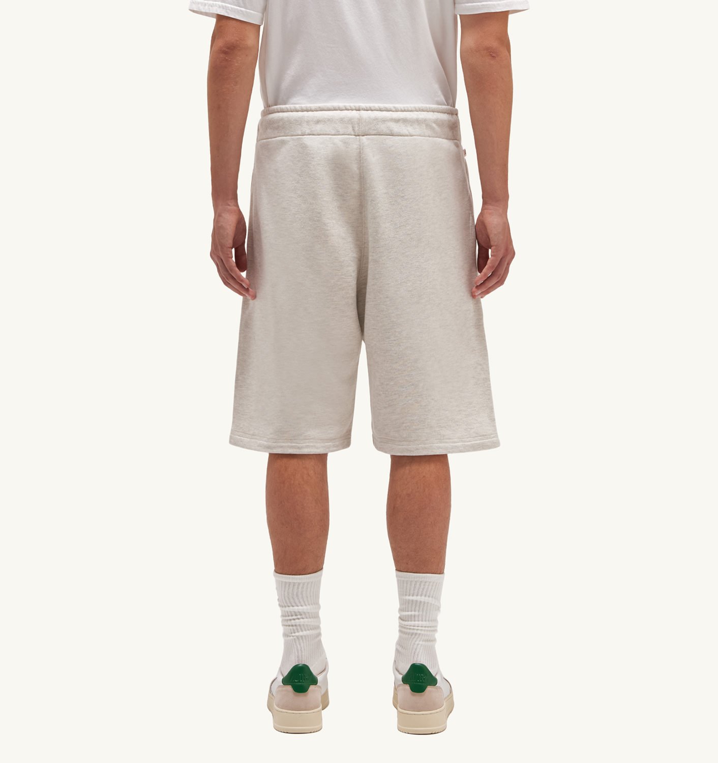 Pantaloni scurți lejeri din jerseu de bumbac periat, gri melanj