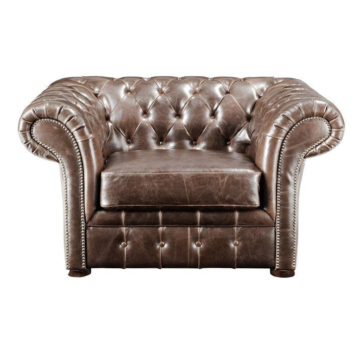 Divano a 3 posti, divano a 2 posti e poltrona Chesterfield CLOTAIRE 100% pelle invecchiata