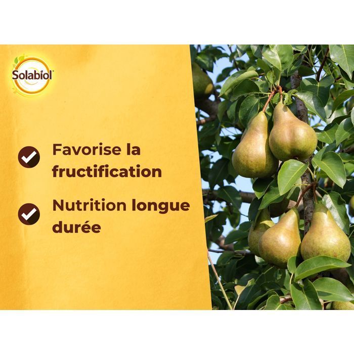 SOLABIOL Engrais fruitiers - 1,5kg - Jusqu'à 180 plants - Stimulateur de croissance - Nutrition longue durée - UAB SOFRUY15
