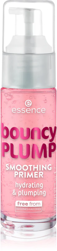 Essence Bouncy PLUMP, base de maquiagem hidratante para iluminar e suavizar a pele.